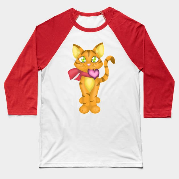 Lovely Kitty Baseball T-Shirt by SakuraDragon